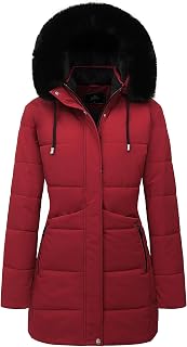 MOERDENG Women's Winter Puffer Coat: Thick Fleece Lined, Waterproof Down Jacket with Detachable Faux Fur Hooded Parka