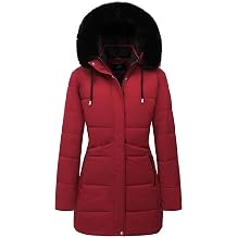 MOERDENG Womens Winter Puffer Coat Thicken Fleece Lined Down Jacket Waterproof Faux Fur Detachable Hooded Parka