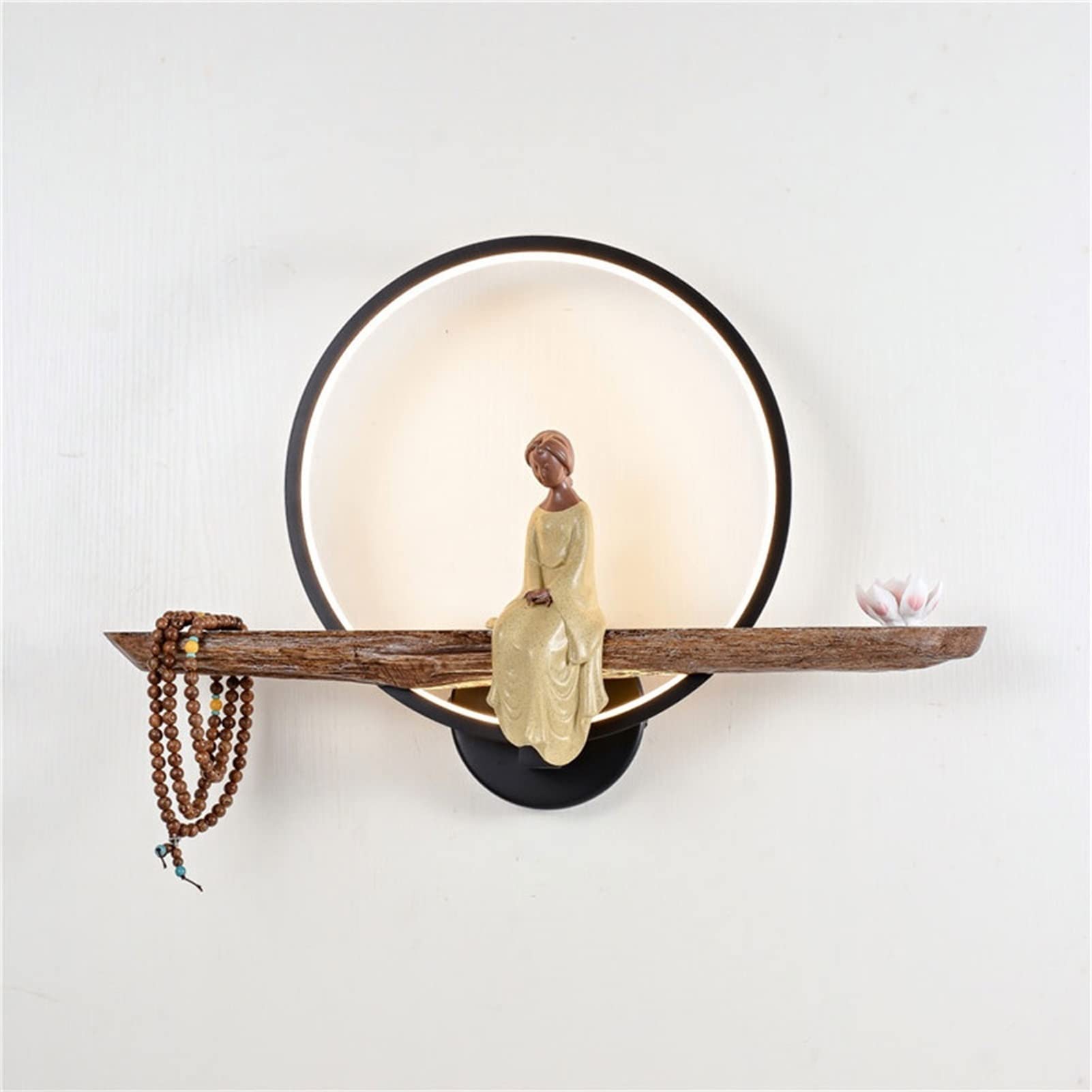 LHTCZZBMinimalist Chinese LED Wall Lights Creative Personality Corridor Aisle Decorative Lamp Round Monk Sconce Wall Lighting for Living Room Bedroom Dining Hallway