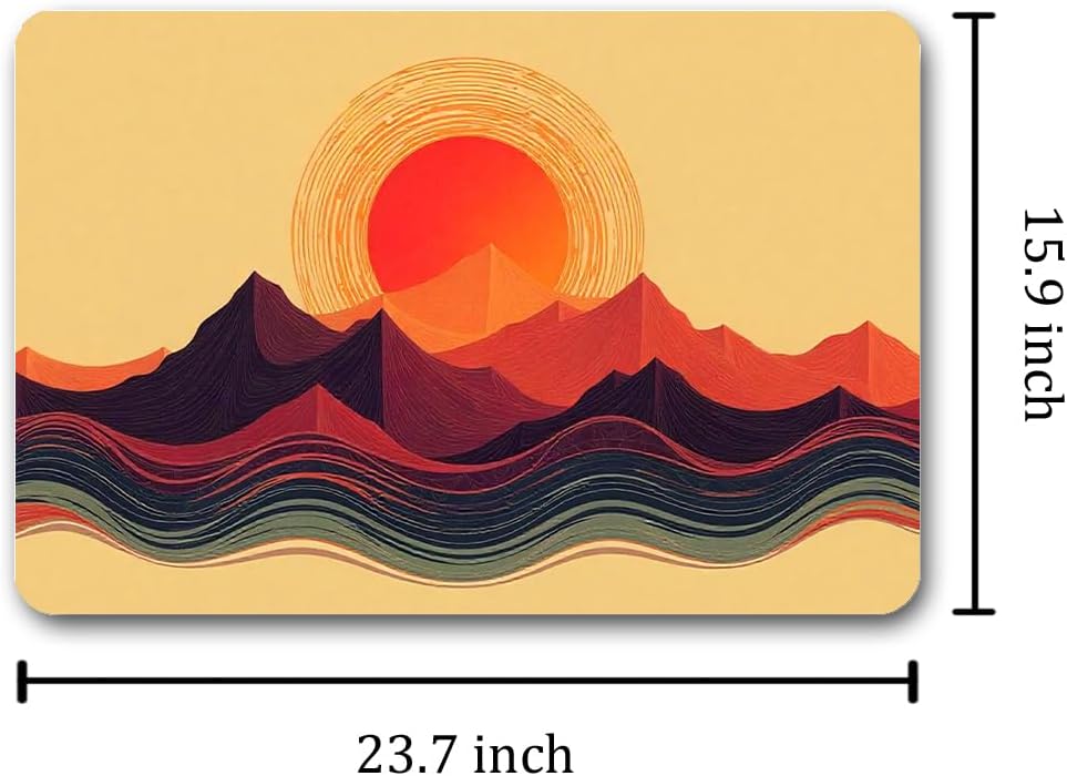 Funny Welcome Doormat (23.7 in X 15.6 in) Outside Entrance Way Front Door/Porch/Patio Decor House Warming Gift Personalized Matt (Modern Art Sunset Mountain)