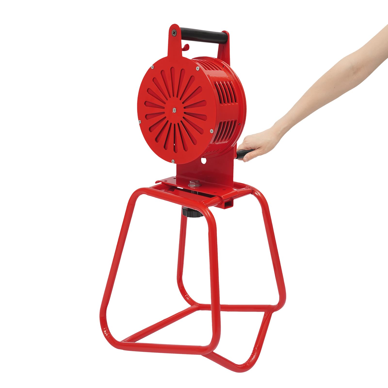 Sirena a manovella 125 dB – Sirena di emergenza manuale in lega di alluminio, sirena portatile per protezione civile, incendio forestale e allarme industriale (rosso)