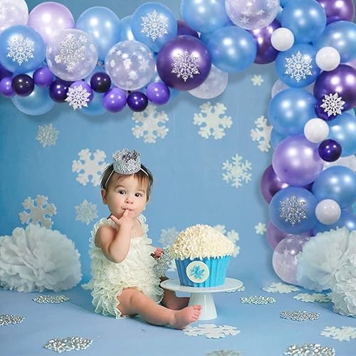Miniatura 4 de Elsa Anna - Kit de guirnalda de globos de princesa para fiesta de cumpleaños, diseño de reina de hielo, nieve, globos de látex, cadena de globos de