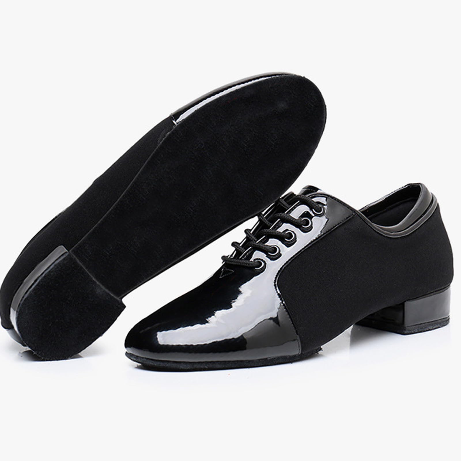 Zapatos de Baile Latino Hombre Cuero Lace Up Estándar Negro Jazz Moderno