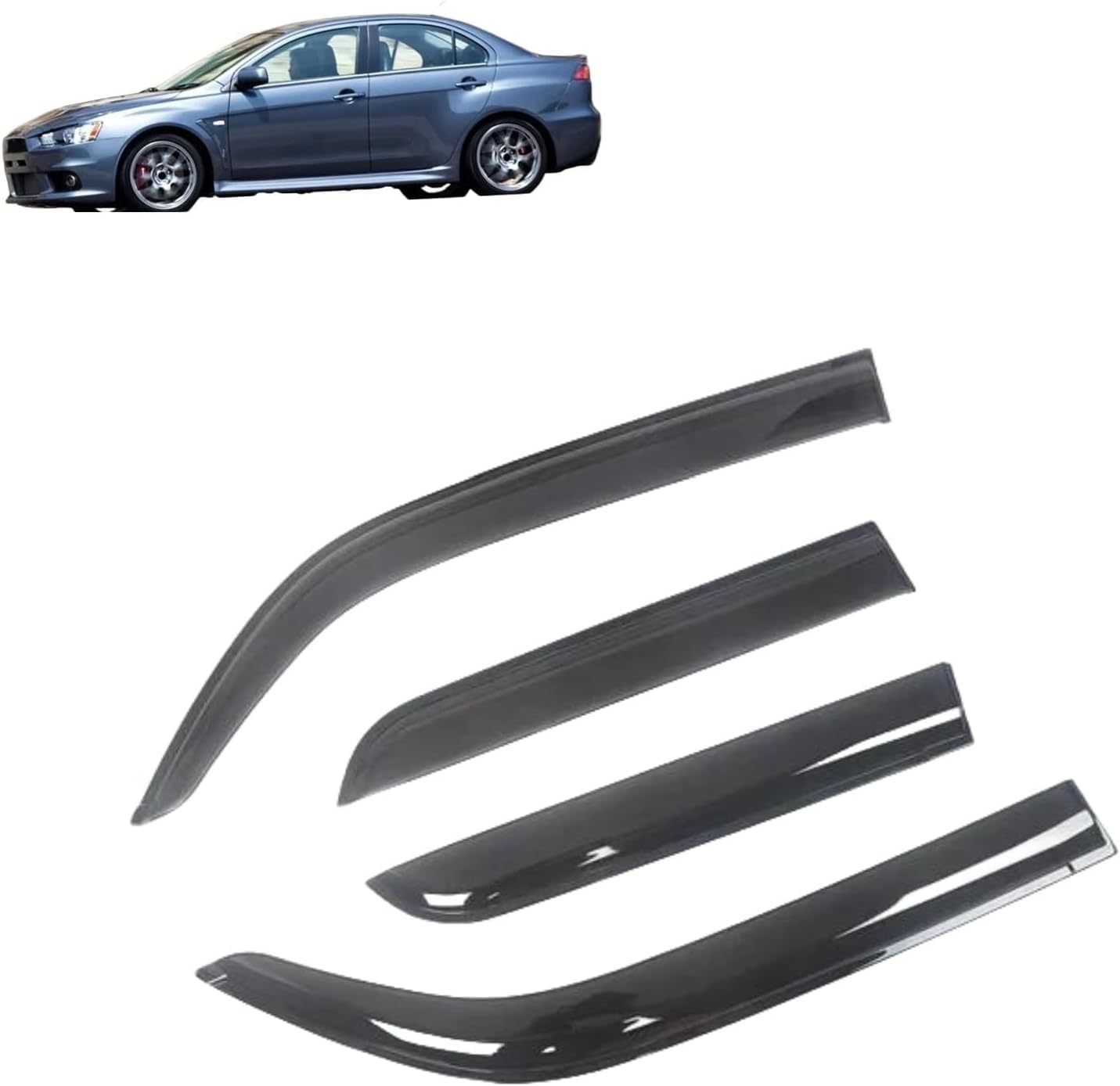 4Pcs Smoke Tint Car Window Deflectors for Mitsubishi Lancer 2007-2016