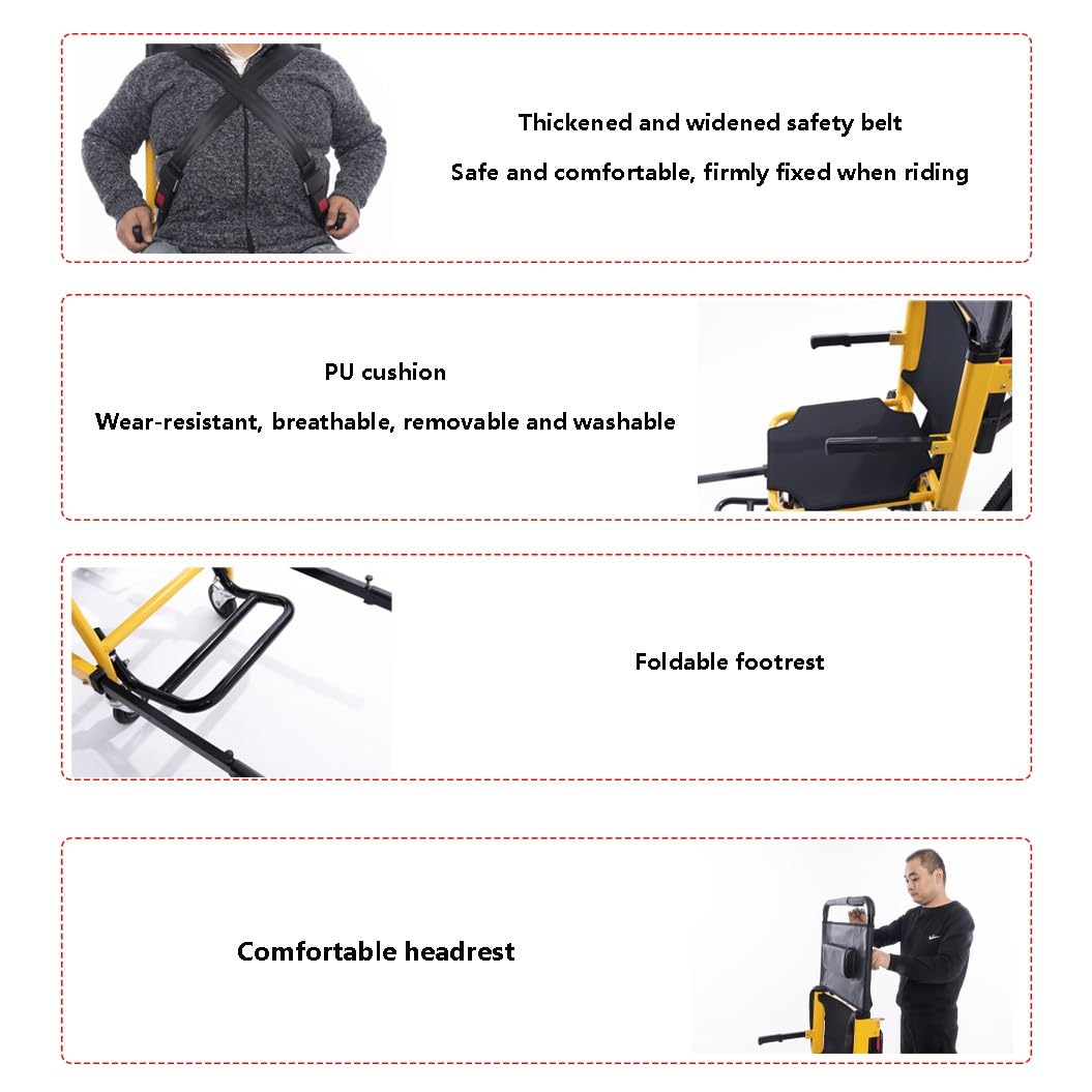 Montascale Portatile,Cingolo Elettrico Per Sedia A Rotelle,Scala,Ascensore Per Scale,Carrello A Mano Per Scalatore Elettrico,Carico 200 Kg / 440 Libbre yellow