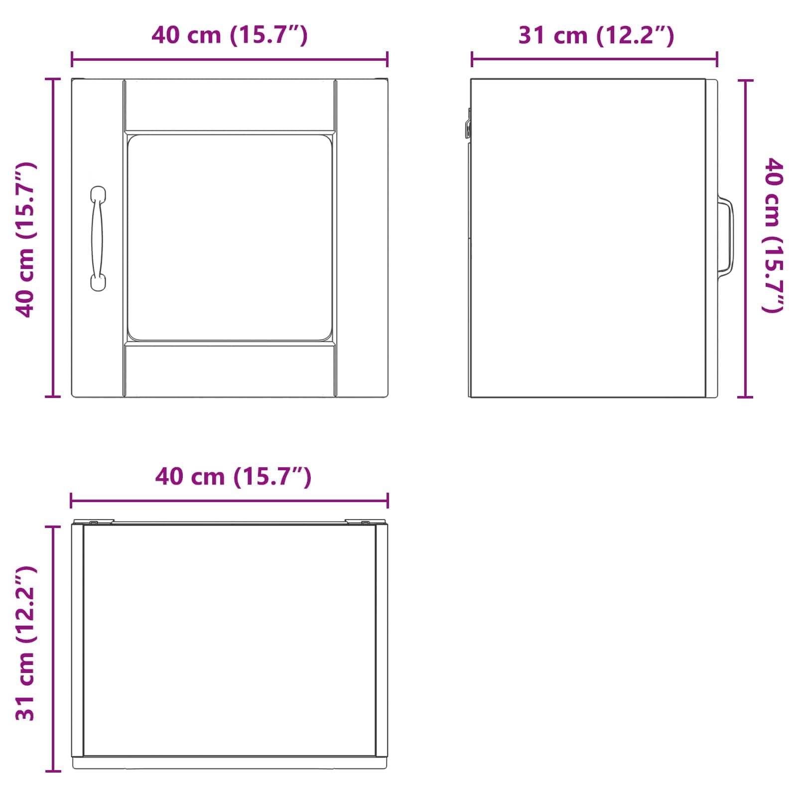 Armadietto da parete in vetro Porto, rovere affumicato, 40 x 31 x 40 cm, moderno mobile da cucina da parete in legno, molto spazio, elegante, robusto, per cucina e dispensa