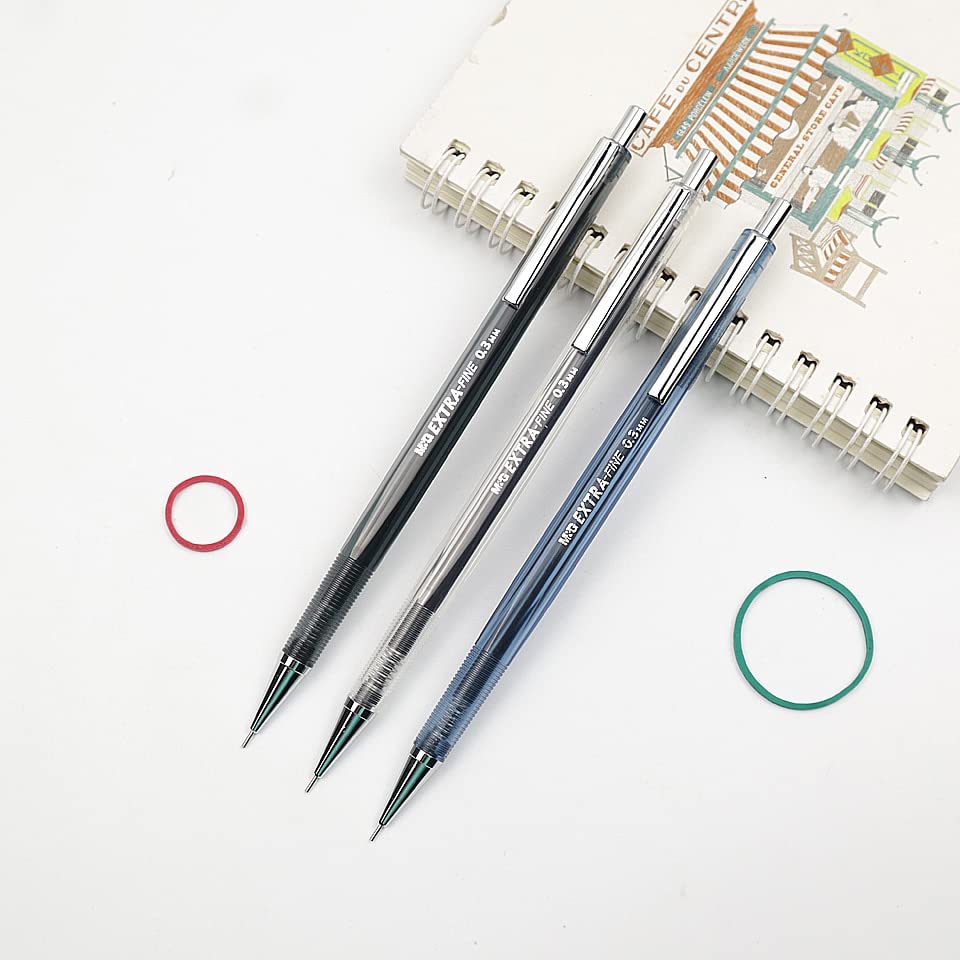 Ołówki 3 szt. Ołówek mechaniczny 0,3 mm Wyślij 2 pudełka wkładów do ołówków z metalową stalówką Ołówki automatyczne (3 ołówki) (3 ołówki)