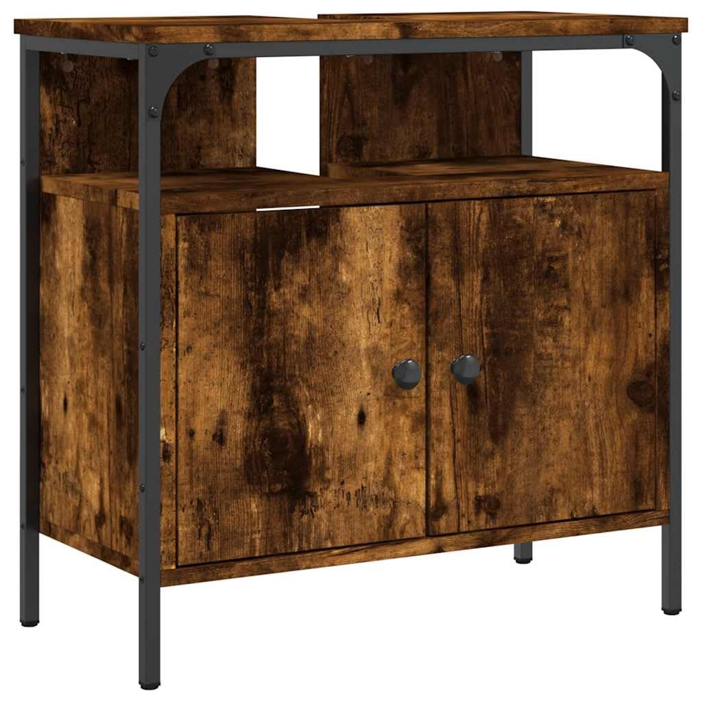 Armario para baño de madera y acero de 60 cm con estante organizador interior