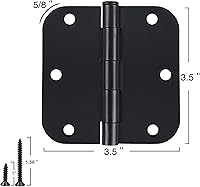 Vista 3 de Bisagras redondeadas para puerta de 3-1/2 x 3.5 pulgadas, radio 5/8, negro mate de 3.5 pulgadas, paquete de 42 unidades, sin chirridos, bisagras