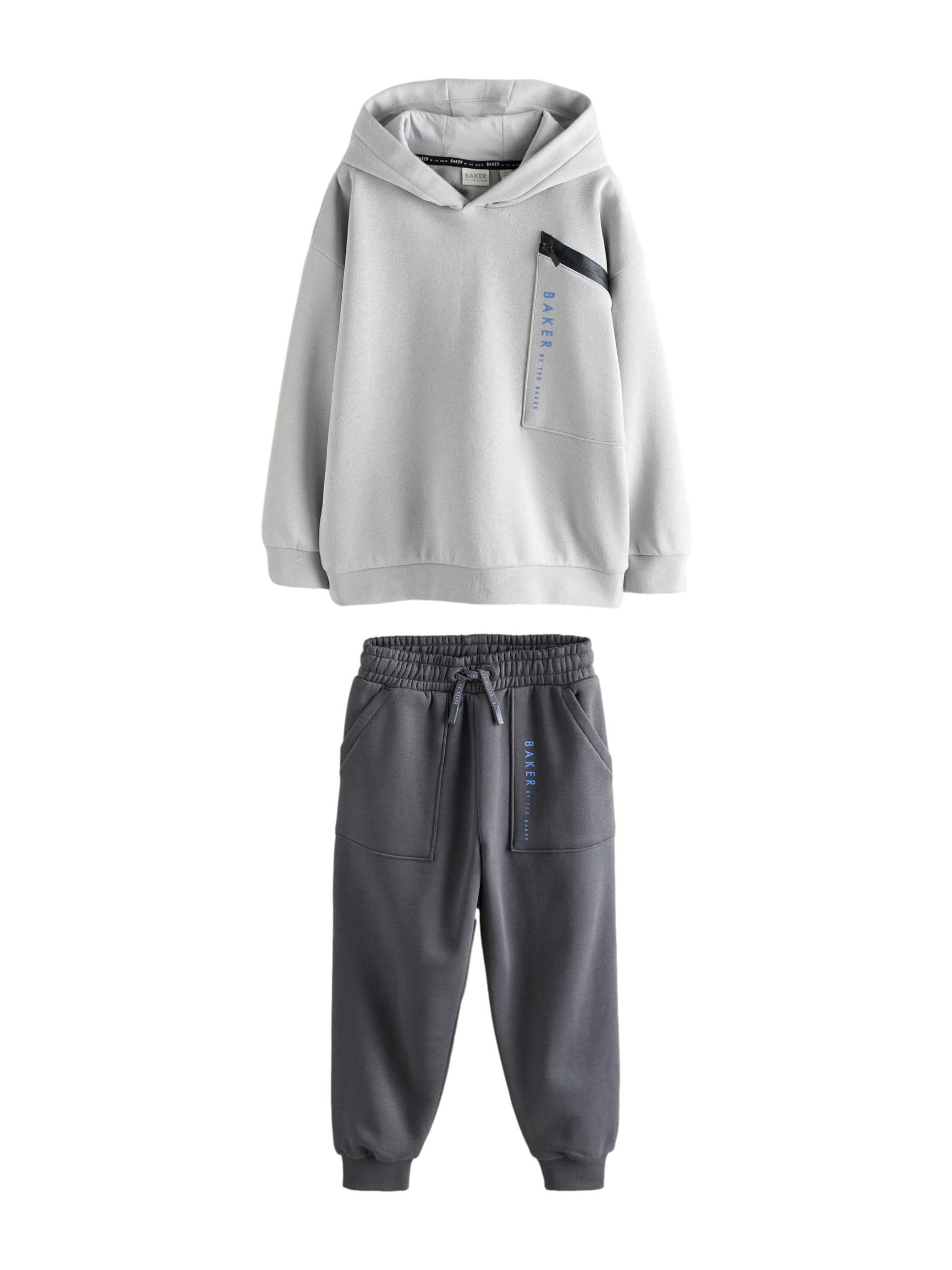 Niños Conjunto de sudadera extragrande con capucha y pantalones de chándal con bolsillo y cremallera