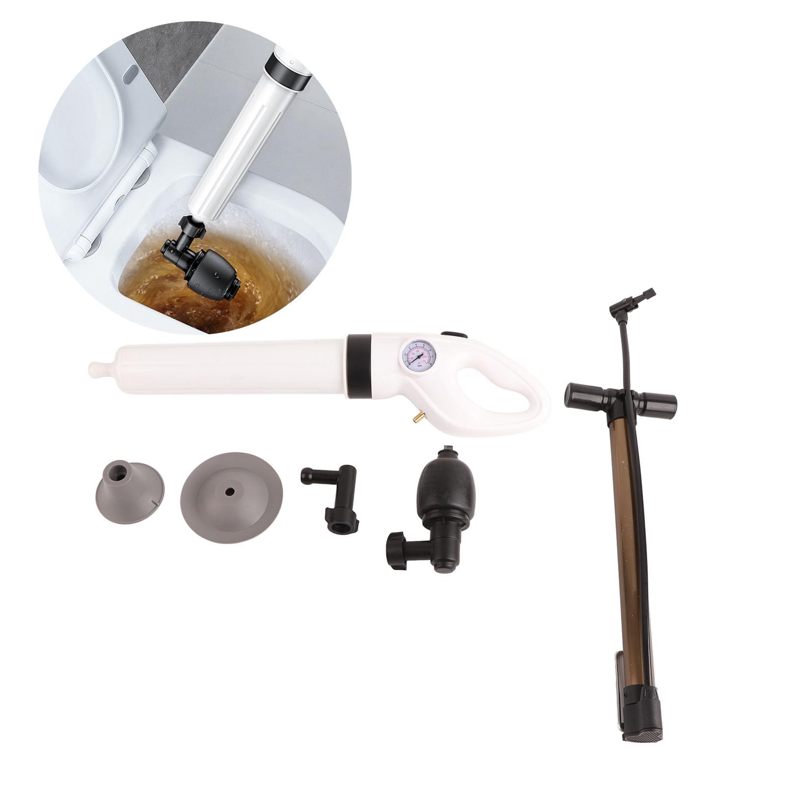 Luchtdruk toiletontstopper hoge druk toilet ontgrendelen een schot | Wc-ontstopper duikgereedschap met ergonomische handgreep - Hoge druk sanitair gereedschap, di
