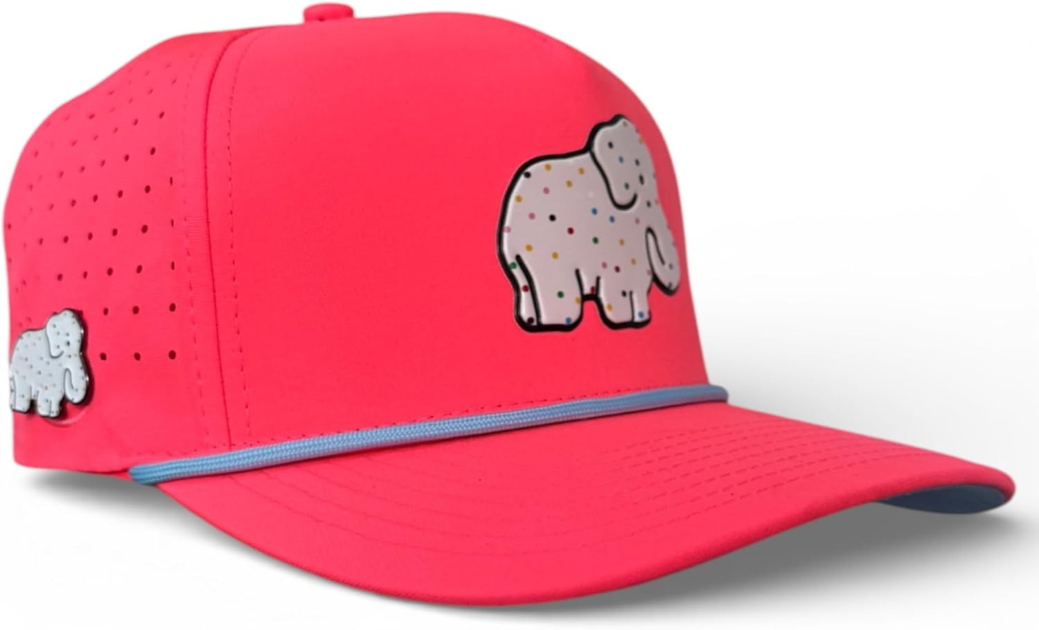 Logie Joe's Frosted Elephant Golf Hat | Snapback Cap | Built-in Magnetic Ball Marker Holder + Marker Included | Adjustable | Elephant Cookie Pink