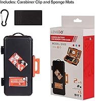 Vista 7 de LENSGO Estuche para tarjeta de memoria de batería de cámara, funda protectora dura para tarjeta de memoria, resistente al agua, antigolpes, caja