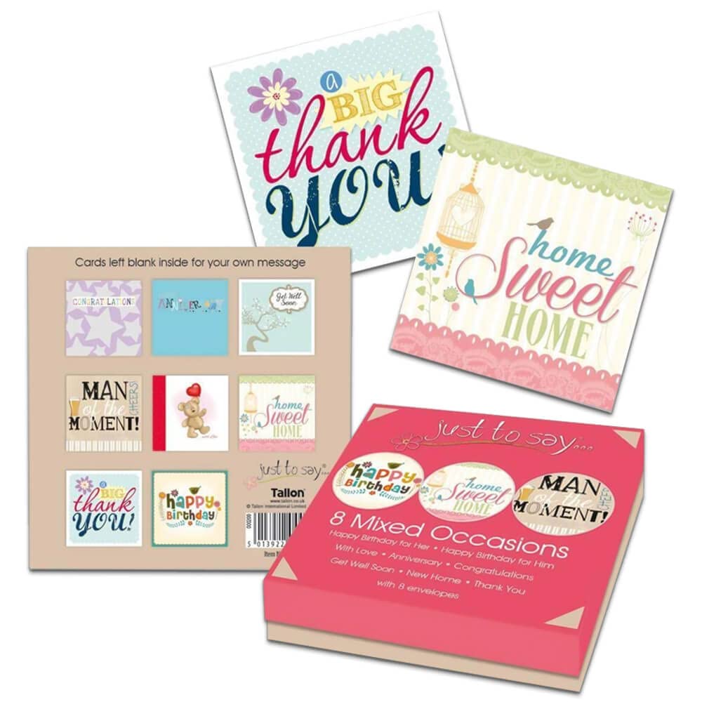 Just to Say 8 Mixed Occasion Cards in Keepsake Box