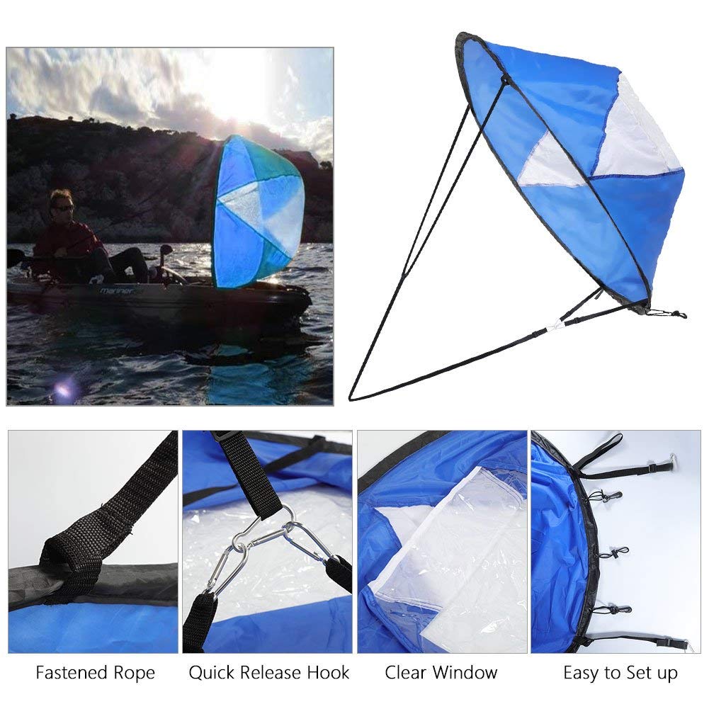 VGEBY 108 cm Kayak Boat Wind Sail, Canoe Downwind Wind Paddle Tavola Pieghevole a Vela con Finestra Trasparente e Custodia Kit Accessori Barca a Vela