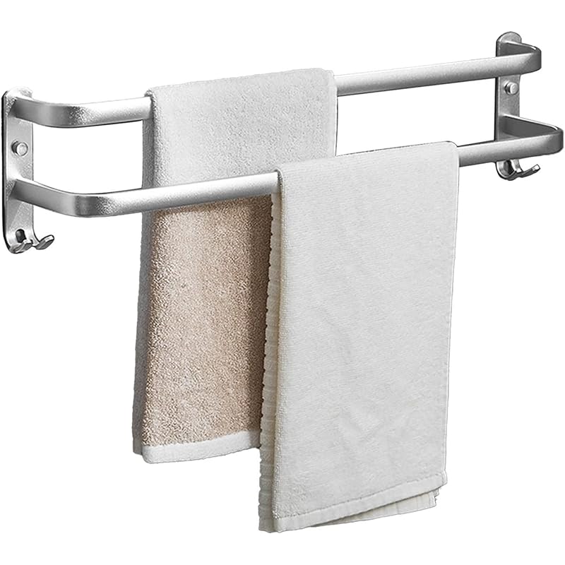 タオル掛け おしゃれ タオルハンガー お洒落 丈夫 タオルかけ 洗面所 台所 お風呂 ねじ取付 ステンレス鋼タオルバーレールデュアルロッド 40cm 50cm 60cmの壁に取り付けられたタオルホルダー バスルームとキッチンとトイレ 磨かれた仕上げのためのシルバータオルラック