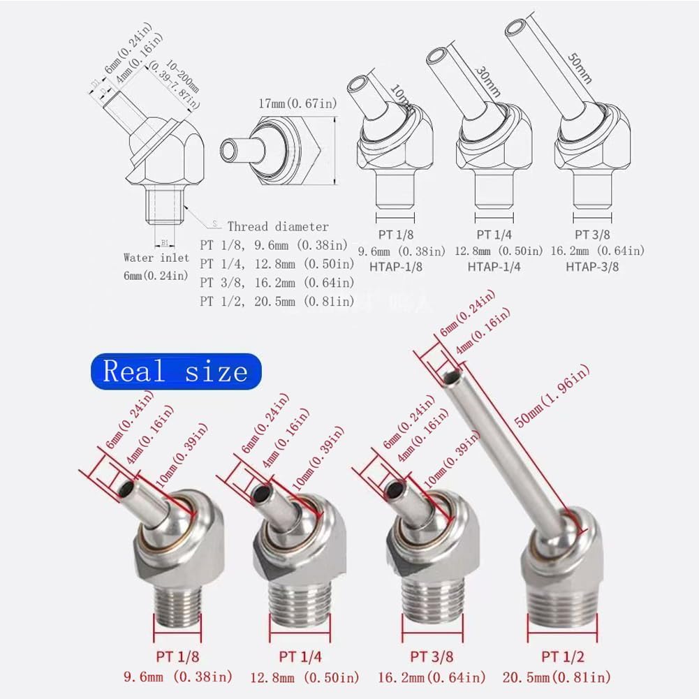 Ugello di raffreddamento ad alta pressione incline * 10pcs. Discussione di installazione 304 Materiale, adatto per macchine utensili a CNC, raffreddamento a getto a spruzzo d'acqua del tornio.