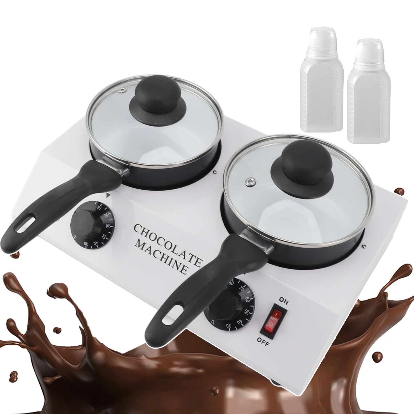 Macchina per Sciogliere Il Formaggio al Cioccolato | Pentole per Fonduta Elettriche Antiaderenti | Acciaio Inossidabile | Temperatrice per Cioccolato A 2 Serbatoi | Scaldacioccolato