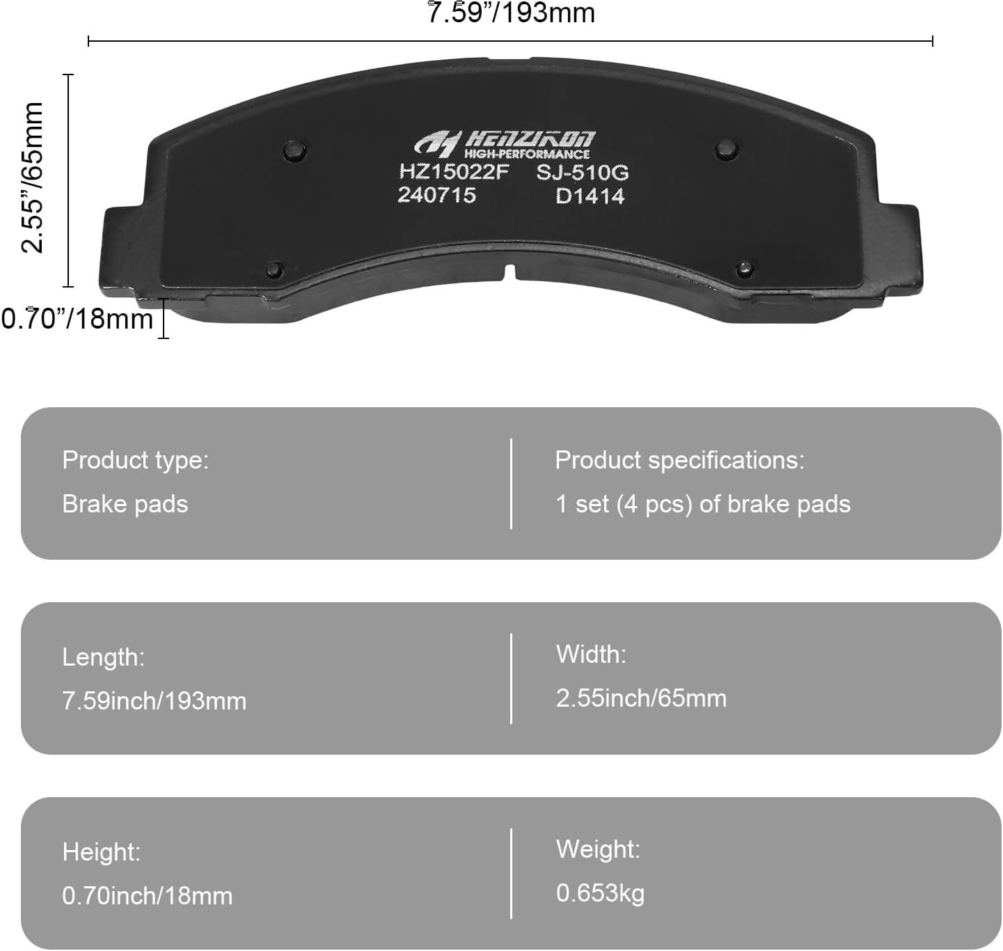 Ceramic Front Brake Pads Compatible with 2010-2020 Ford Expedition/2010-2020 Ford F-150 and 2011-2021 Lincoln Navigator,Automotive Replacement Brake Pads Set for Car (HZ1414)