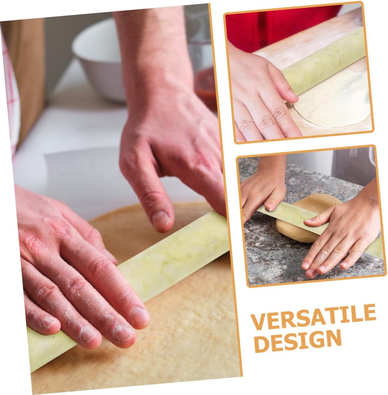 Jade Rolling Pin Dough Roller 21cm Yellow Solid Kitchen Baking Tool for Dumplings, Noodles, and Pastry Dough