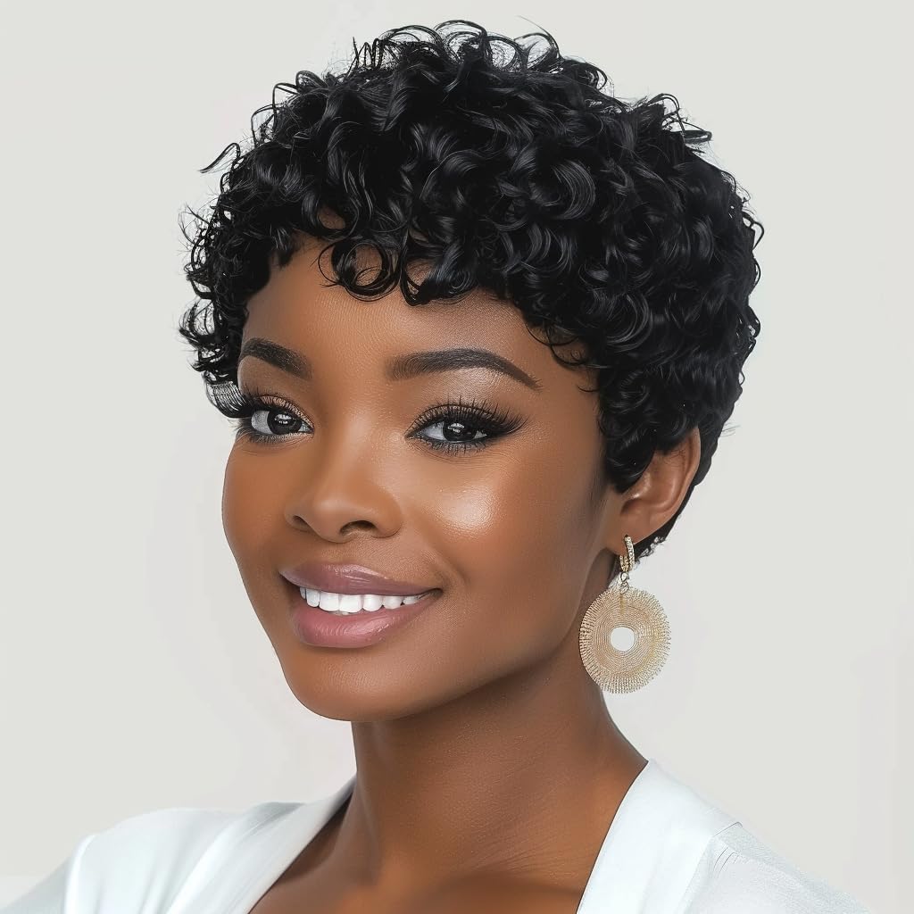 Natural Black Pixie Cut Wig Short Wigs For Black Women