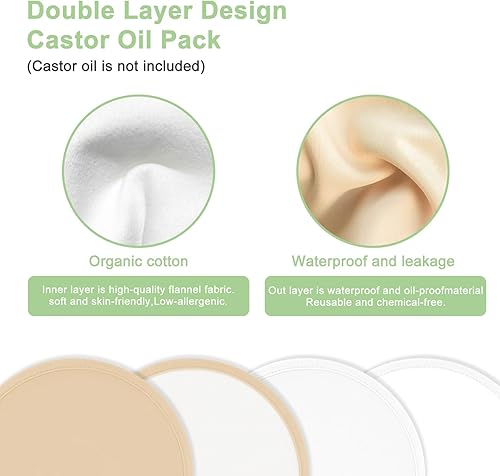 Miniatura 5 de Paquete de 2 envolturas de aceite de ricino para rodilla, parche de aceite de ricino orgánico reutilizable para rodilla, pantorrilla, rodilla para