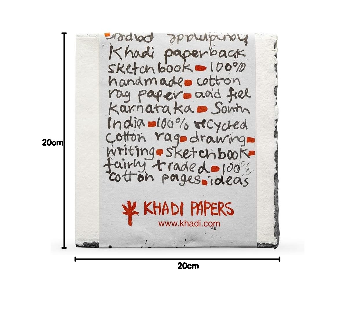 Khadi Papier Aquarelle fait main Pad 150g/m² : Rugueux : 30 pages 20x20cm