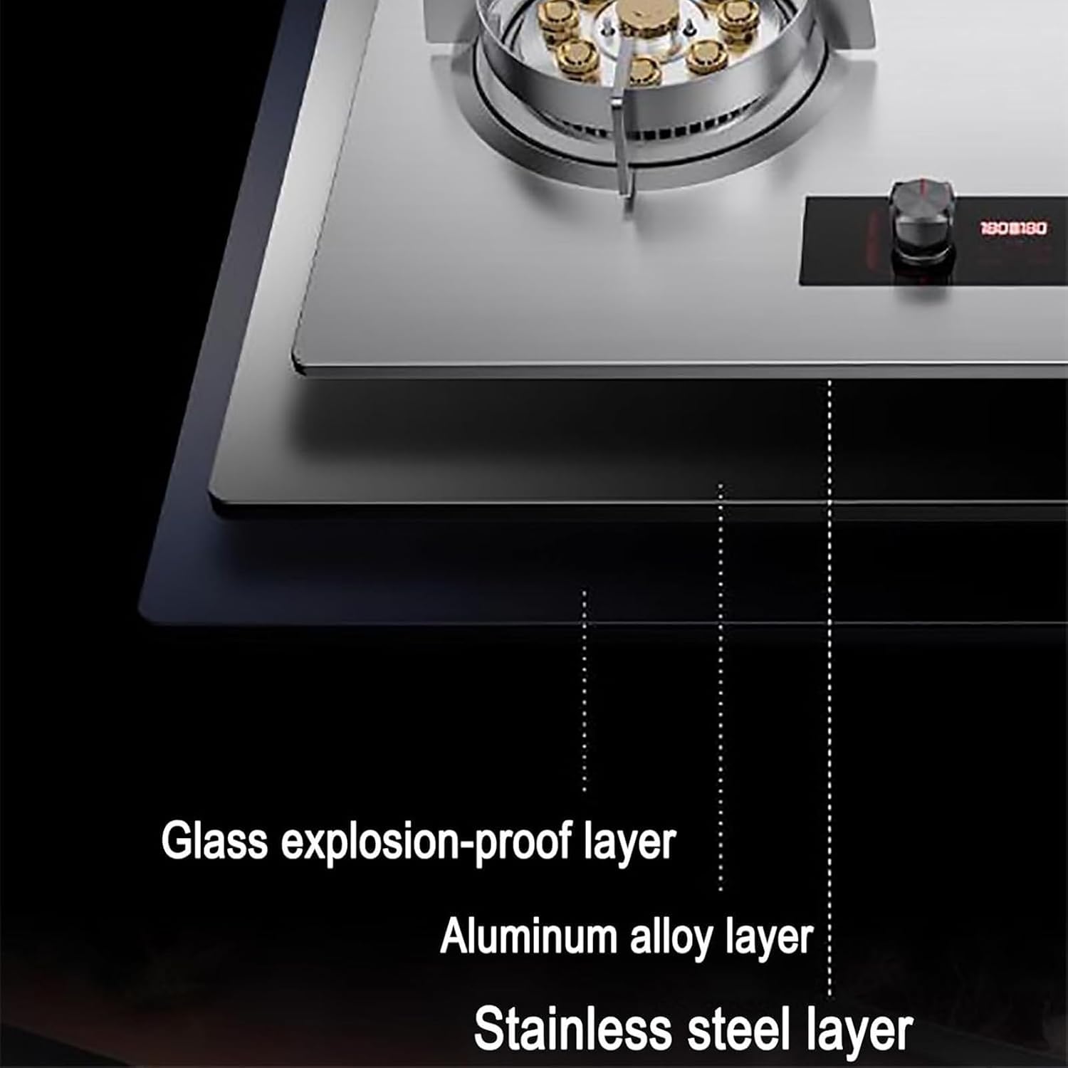 8.5KW 2 Burners Gas Stove, Tabletop Stainless Steel Ranges, Intelligent Independent Timing, Windproof Rack Camping Cooker, Easy To Clean(NG)(NG)