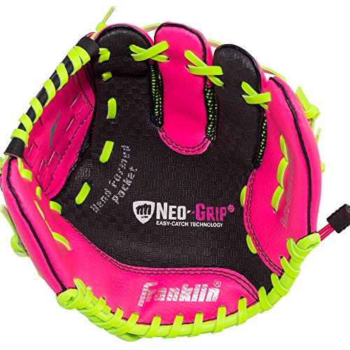 Franklin Sports Teeball Glove - Left and Right Handed Youth Fielding Glove - Neo-Grip - Synthetic Leather Baseball Glove - 9.0 Inch Right Hand Throw - Ready To Play Glove with Ball - Pink