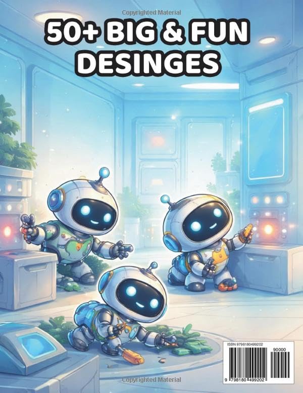 Cute Robots Coloring Book for Kids Ages 5-7: Simple and Fun Robot Coloring Pages with Cute Robots, Gadgets, Machines, and Space-Inspired Designs for ... and Young Kids (Cute Technology Series) image 3