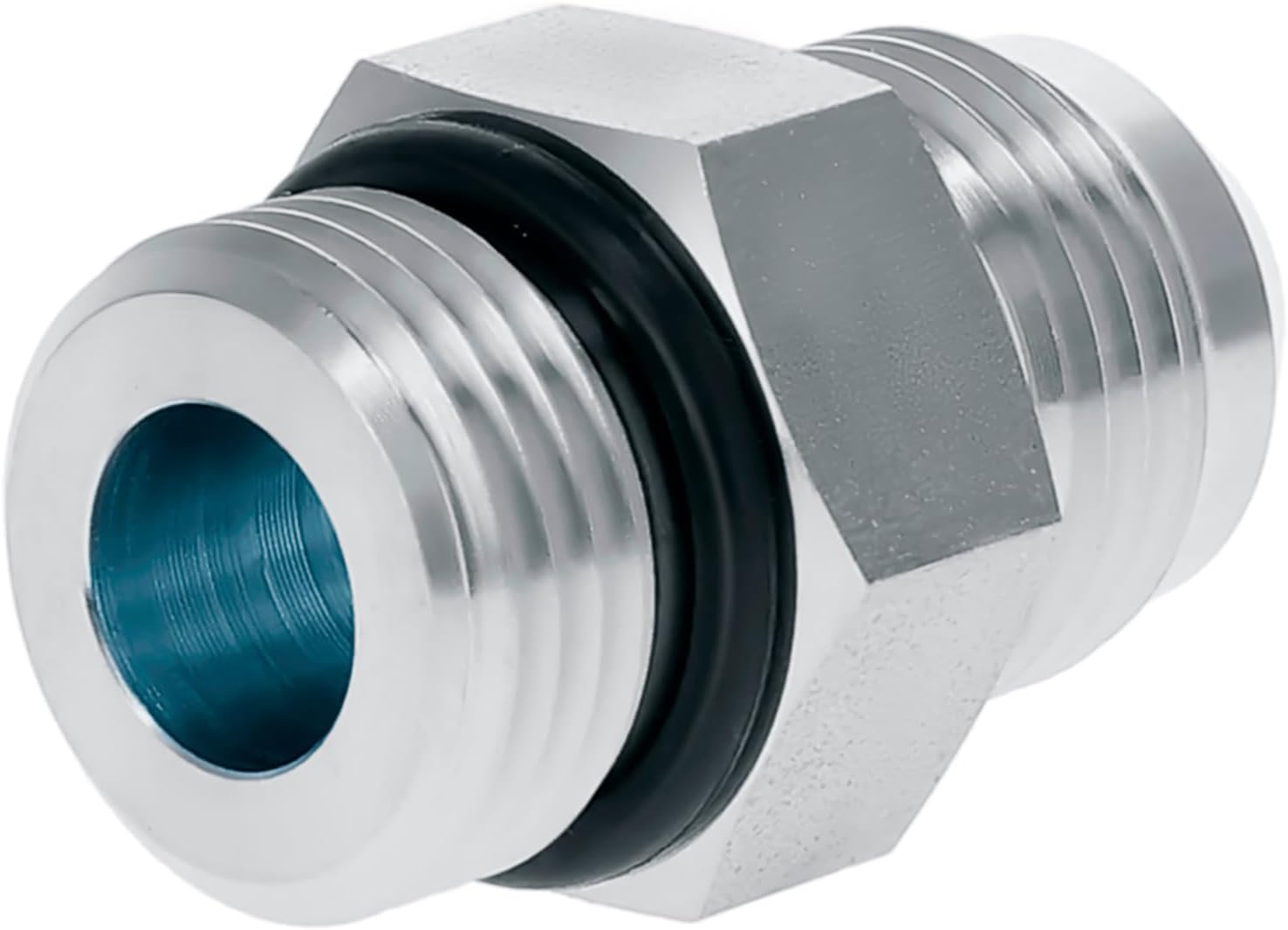 Straight Hydraulic Hose Adapter Fittings, 6400-06-06 3/8" Male JIC (9/16"-18 thread) x 3/8" Male ORB (9/16"-18 thread) Connectors x 5 pack