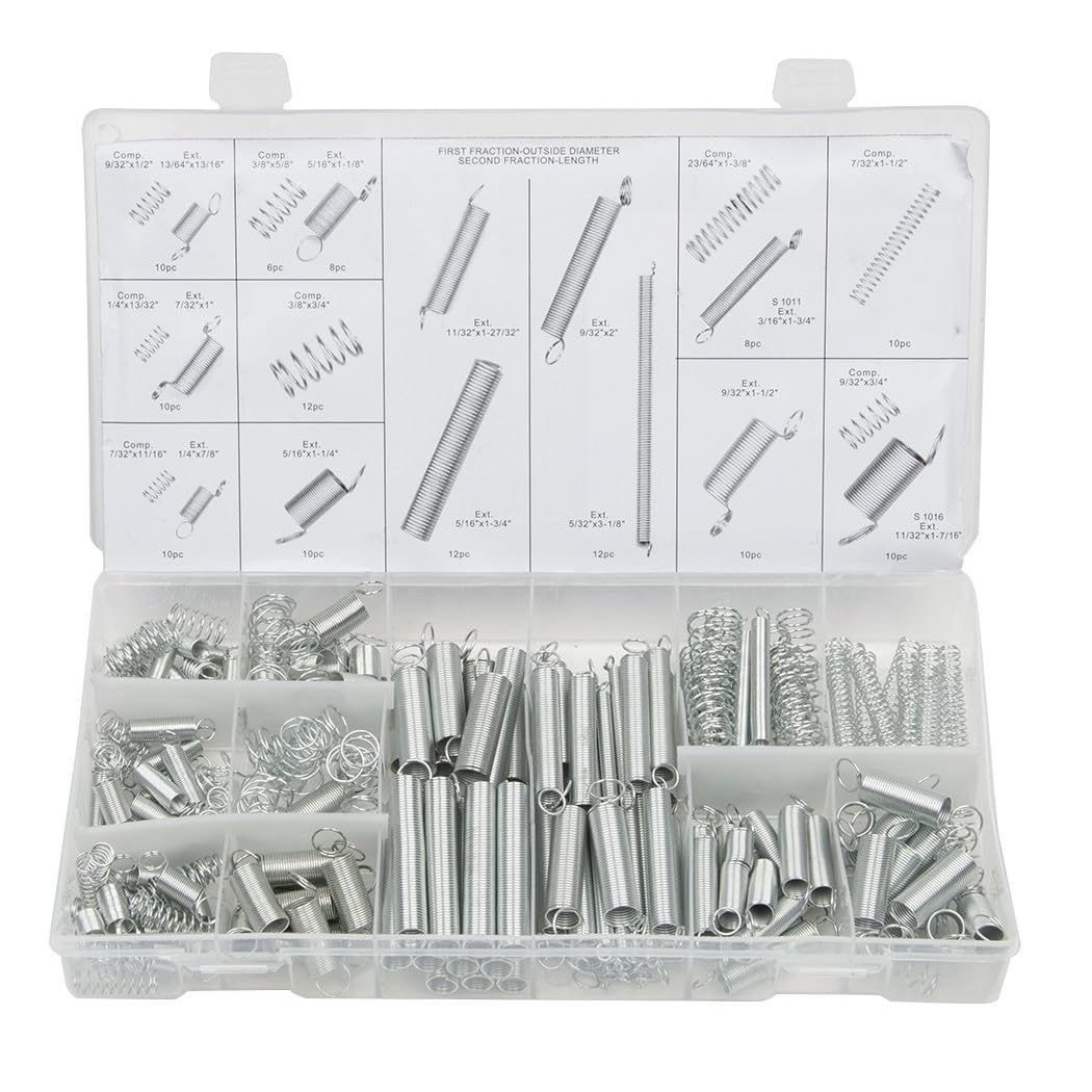 TrAdE Shop Traesio Kit ASSORTIMENTO Set Molle A Compressione A TRAZIONE Box 200 Pezzi Varie Misure