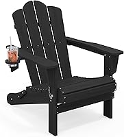 Vista 66 de Juego de sillas Adirondack plegables KINGYES de 2, Silla plegable Adirondack de HDPE para todo clima, Café