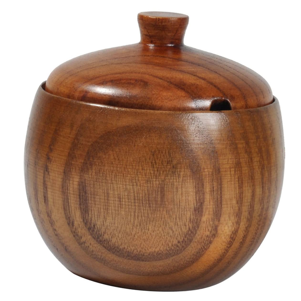 CIYODO 1Pc Wooden Condiment Pot Rustic Seasoning Box for Salt Spices and Sugar Easy to Clean Safe Housewarming present for Home Kitchen