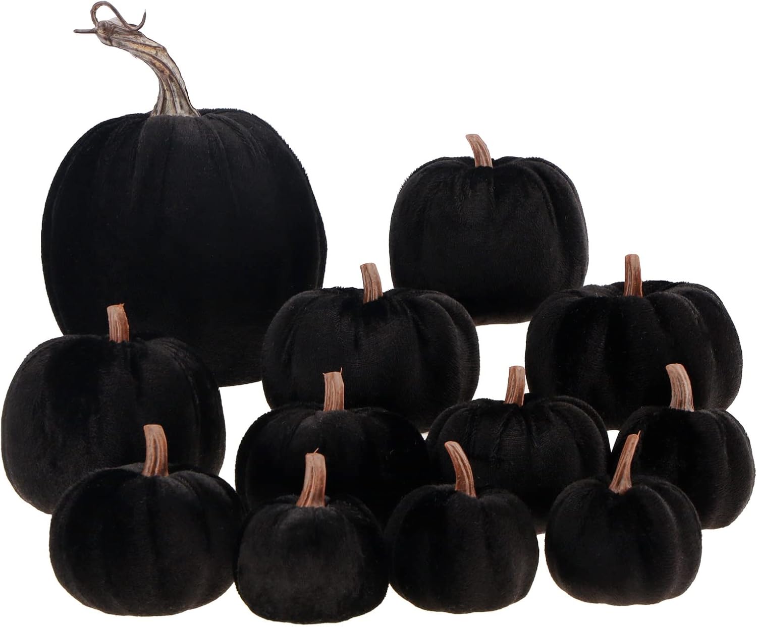 Kepfire Artificial Velvet Fake Pumpkins Black 12Pcs