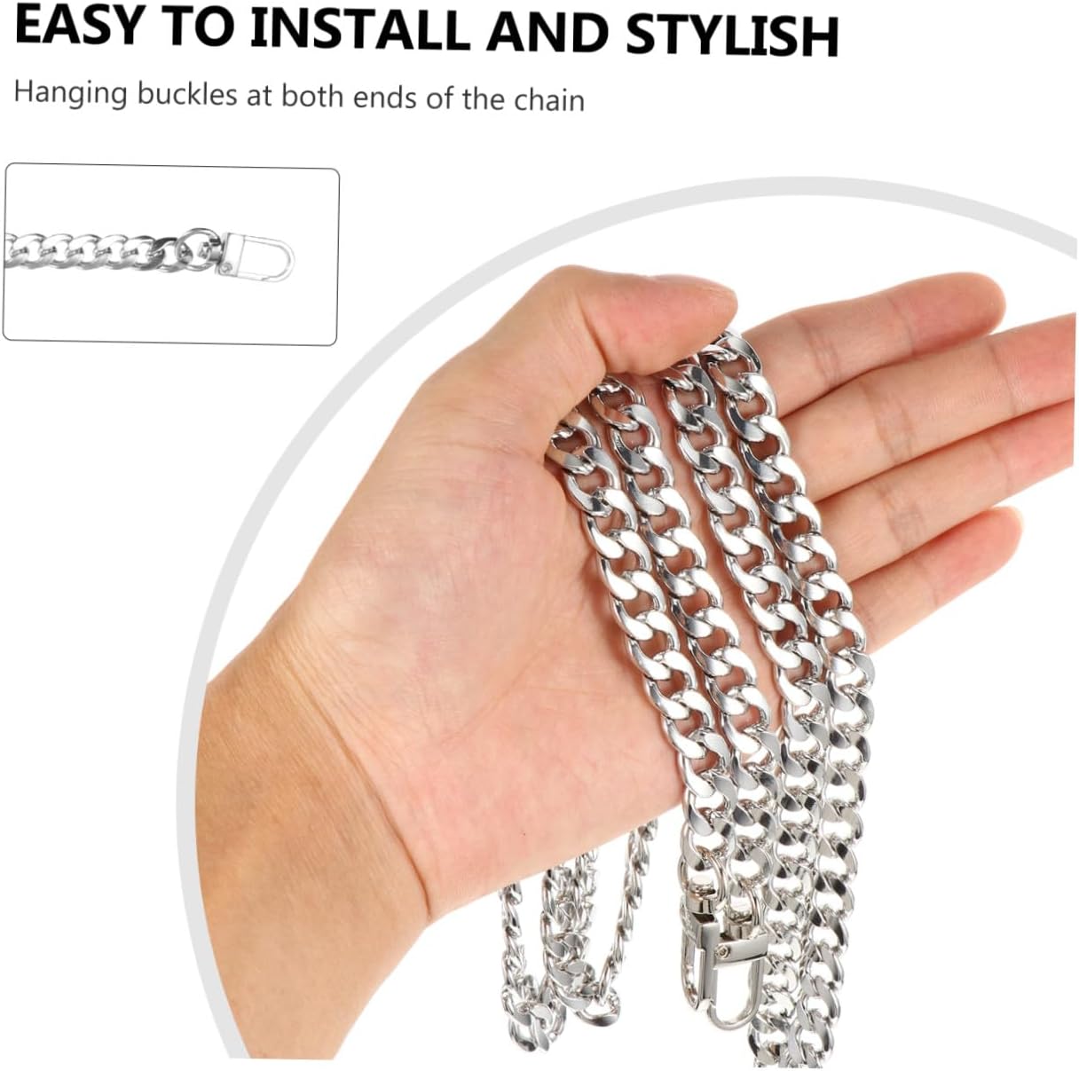 Metal Bag Chain Replacement for Handbags and Clutches, Silver image 3