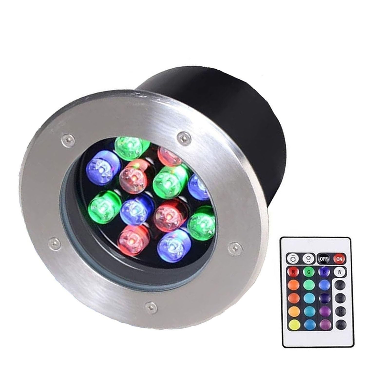 Incasso Faretto Subacquei - Faretto Incasso A Terra, Faretto Subacqueo Impermeabile IP68, Faretto Da Terra A LED Con Cambio Di Colore RGB, Per Giardino, Faretti Per Piscina, Con Telecomando(24V,36w)