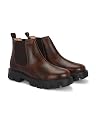 HiREL'S Premium PU Chelsea Boots for Men, Black, Chunky Lug Sole, Arch Support, Slip-Resistance, Height Increasing (Brown, 8, UK Footwear Size System, Adult, Men, Numeric, Medium, 8) gallery image