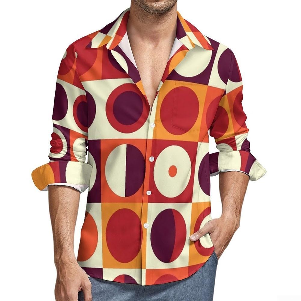 Chemise à manches longues rétro années 70 pour homme, design imprimé 3D pour la mode décontractée et le plaisir de la plage