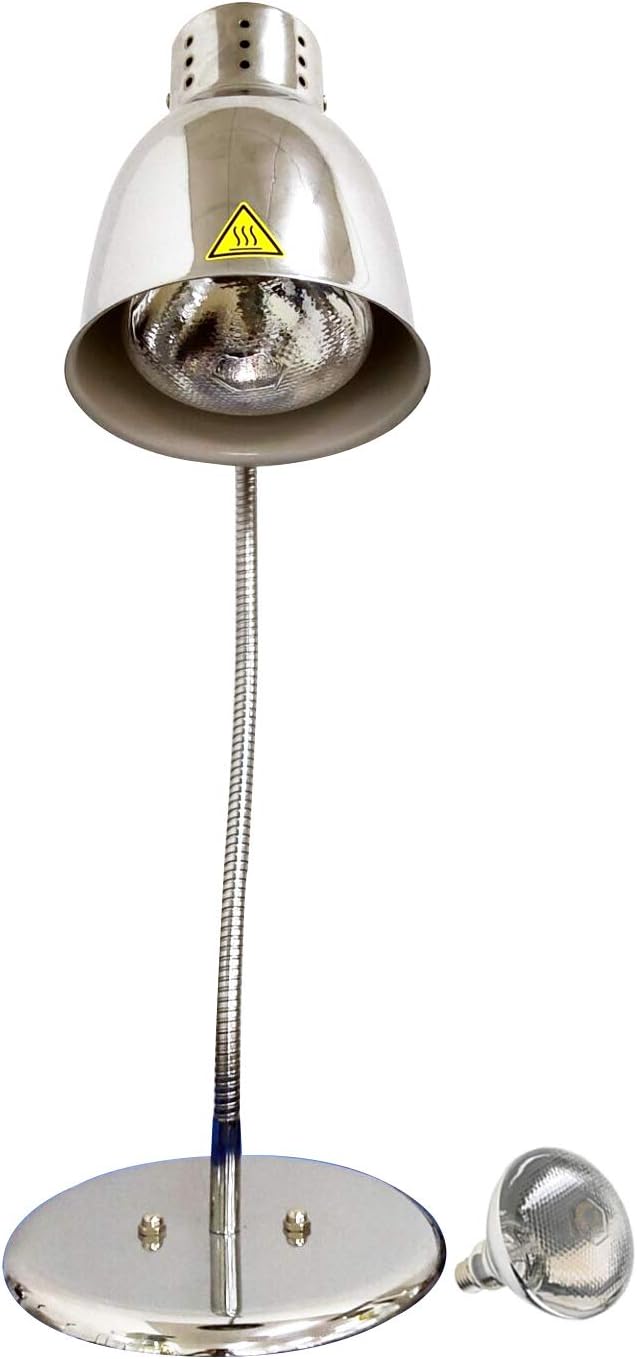 Commercial Food Heat Lamp with Bulb Fried Food Warming Lamps Hot Food Warmer Lights for Buffet Bar Parties Catering (Silver(Single Head))