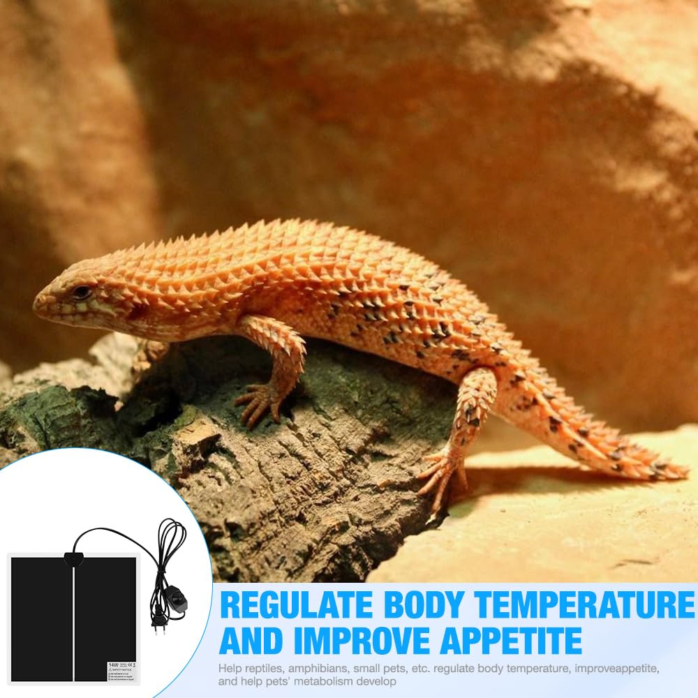 Tapis Chauffant Reptile, 20W Tapis Chauffant pour Reptiles, Tapis Chauffant Terrarium, avec Contrôle De La Température, pour Reptiles -Tortue, Serpents, Lézards, Geckos, Araignées