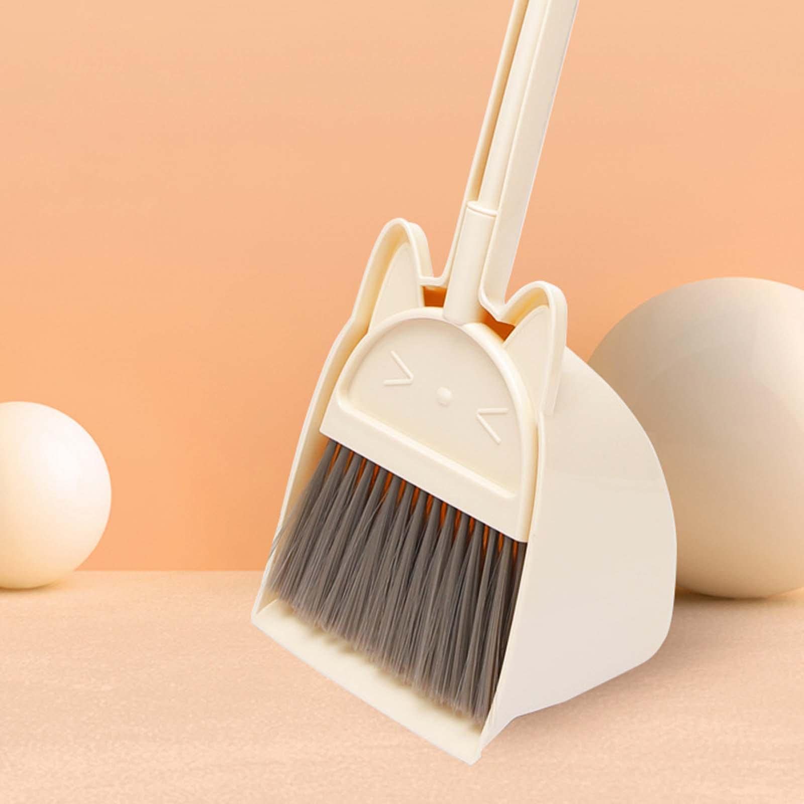Kit De Limpieza Para Niños – Escoba Y Recogedor De Juguete Con Mango Inclinado, Plástico Resistente, Amarillo Claro – Ideal Para Desarrollar Hábitos De Orden En Niños De 3 A 8 Años