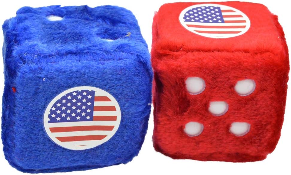 USA Flag Car Fuzzy Dice