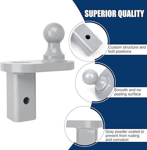 Miniatura 4 de GNXA4085 - Extensor de bola de desplazamiento de 4 pulgadas compatible con enganches de cuello de cisne Turnoverball para remolque, 20000 libras