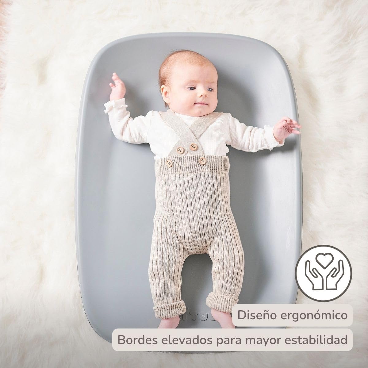 Nattou Cambiador bebe - Softy Cambiador silicona bebe de suave espuma de PU - Lavable - 50 x 70 cm - Gris