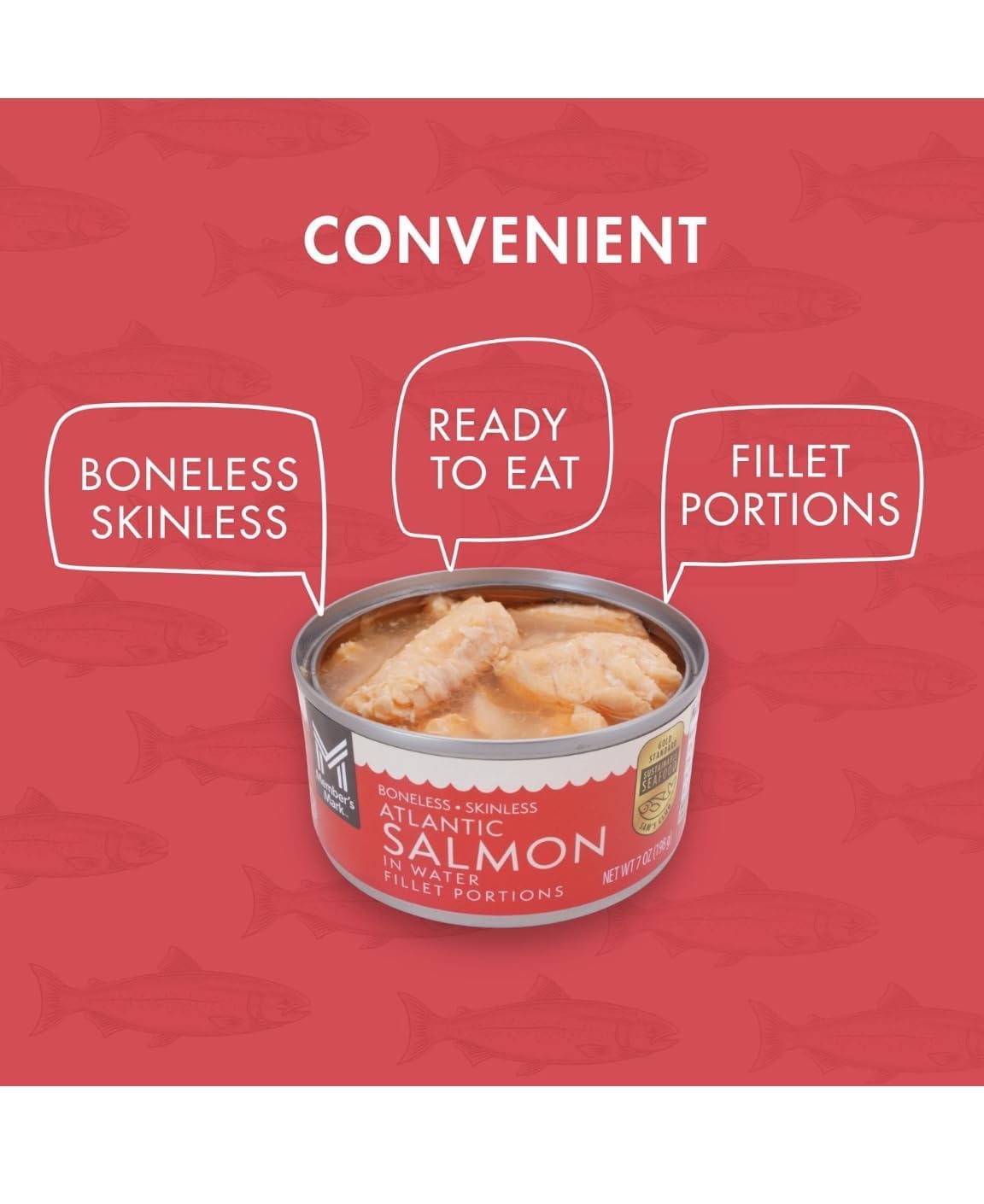 Canned Atlantic Salmon, 7 oz (Pack of 5) | Wild-Caught, Readyy-to-Eat High Protein Seafood | Premium Quality Boneless Skinless Salmon for Salads, Sandwiches, Pasta & Meal Prep.