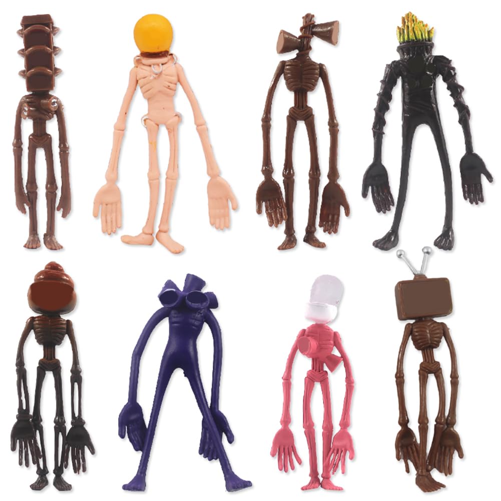 TRCHLBB 8 Pcs Horror Action Figures Set,Horror Head Toy,Cartoon Head Cake Topper,Realistic Urban Legend Monster Model Doll Ornament,Kids Birthday Cake Decoration Cartoons Cake Topper Party Decoration