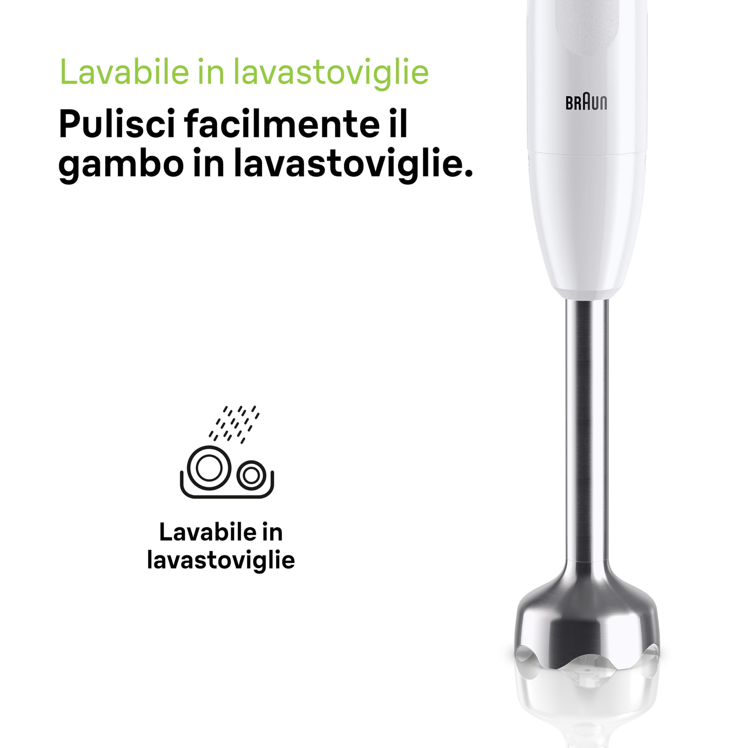 Braun MultiQuick 1 MQ10.201MWH con 5 ANNI DI ASSISTENZA, Frullatore ad Immersione Leggero, Tecnologia EasyTwist, Tritatutto da 350ml e Bicchiere da 600ml Inclusi, 450W, Bianco