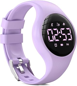 Kids Digital Pedometer Watch, Step Counting Watch, Fitness Tracker, Waterproof, Date/Alarm Clock/Timer, for Children Teens Boys Girls Women Purple