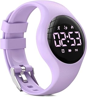Kids Digital Pedometer Watch, Step Counting Watch, Fitness Tracker, Waterproof, Date/Alarm Clock/Timer, for Children Teens Boys Girls Women (Purple)